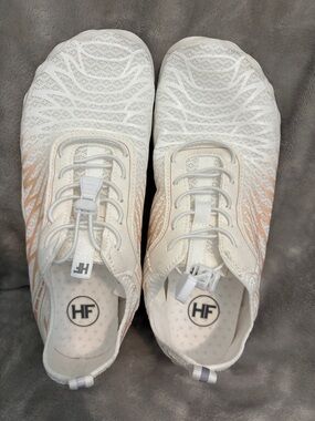 HF Women's White Athletic Sneakers with Blush Accents